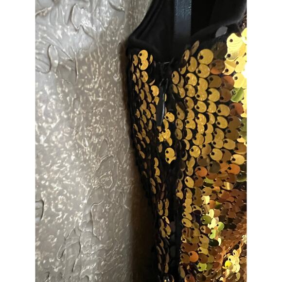 Superdown Belle Gold and Black Sequin One Shoulder Mini Dress XXS - Picture 7 of 10